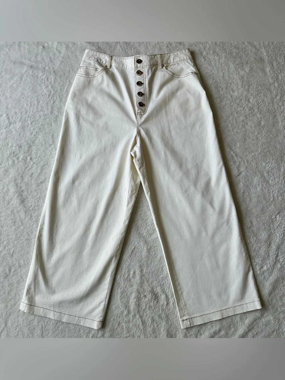 Kate Spade Casual Cream Women’s Button Front Pants Sz 32 NWT Chic Preppy Classic